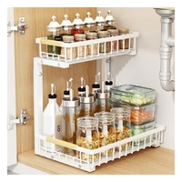 Organiseur de rangement coulissant sous l'évier, lot de 2, organiseur de cuisine sous l'évier, organiseur de tiroir sous l'évier