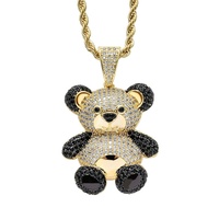 Collier unisexe Hip Hop avec pendentif animal Ours Panda brillant et micro-incrusté de zircon