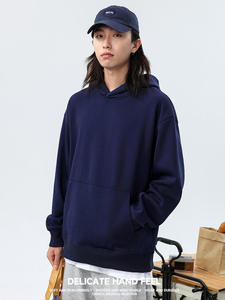 M063 Winter Solid <b>Lined</b> Digital Printing 500GSM Pullover Hooded Pocket Couples Wholesale Padded Loose Fit Fleece <b>Hoodie</b> - Product Image 2