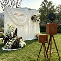 Voilage blanc laiteux en soie de lait pour draperie de mariage, tissu de fond, arrangement de scène de mariage, décoration de scène de fête d'anniversaire