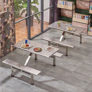 Mesa de Comedor Moderna Ajustable de Acero Inoxidable para Cuatro Personas, para Hogar, Granja, Taller, Oficina, Escuela, Cafeterías y Restaurantes - Product Image 1