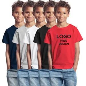 Benutzer definiertes Logo Kinder T-Shirt Junge 100% Baumwolle T-Shirts Plain Blank Baby Mädchen Kinder Kurzarm Jungen T-Shirt