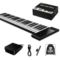 Terence 128 Rhythmstones 61-Key Electronic Keyboard Piano LED Display MIDI Function 14-Demo-Song Flexible Folding Roll-Up Design