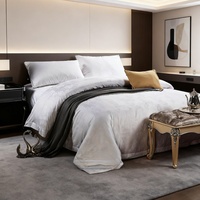 Ensemble de literie d'hôtel de luxe direct d'usine 60s Style Jacquard 300tc housse de couette cousue lavable 3 pièces ensemble de literie personnalisé