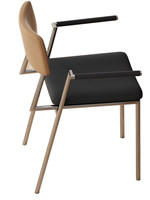 Chaise de salle à manger Bauhaus avec dossier, design minimaliste, revêtement en cuir, structure chromée, mobilier de maison de style mid-century