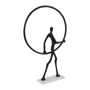 Scultura Uomo con Anello su Base in Marmo, Elegante Decorazione per Casa, Soggiorno, Tavolino da Caffè - Product Image 2