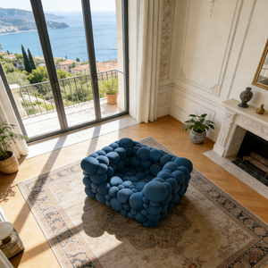 Divano Modulare di Lusso Blu Scuro con Design Artistico Moderno, Arredamento per Soggiorno di Ville e Hotel di Alta Gamma - Product Image 3