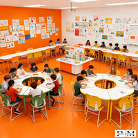 Table et chaise modulaires en acier ergonomiques modernes pour écoles, hôpitaux, bureaux, salles de formation et de conférence, modèle PM-K201