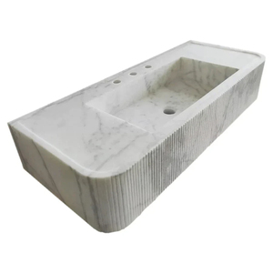 เคาน์เตอร์ห้องน้ำหินอ่อนสีขาวแบบร่องลายทันสมัยสำหรับห้องล้างหน้า - Product Image 4