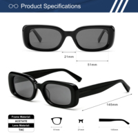 Lunettes de soleil rectangulaires en acétate épais avec logo personnalisé OEM, protection UV400 TAC, style rétro Y2K pour femmes