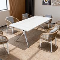 Cadre de table de conférence moderne en alliage d'aluminium en forme de X avec poteau central pour bureau, appartement, école