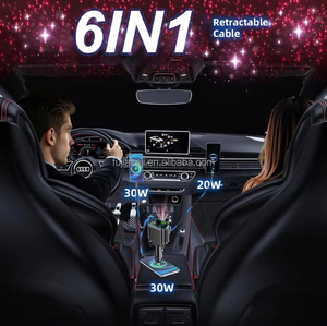 <span class=keywords><strong>Chargeur</strong></span> de voiture pliable <span class=keywords><strong>6</strong></span>-en-1 (avec effet Starlight) 69W USB C à charge rapide, livré avec 2 câbles Type C pour <span class=keywords><strong>iPhone</strong></span> 17, 17 Pro - Product Image 5