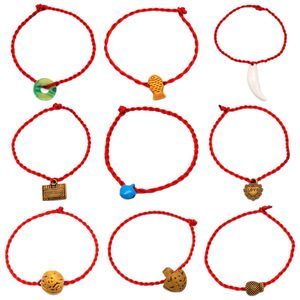 Negozio <span class=keywords><strong>Online</strong></span> personalizzabile piccoli regali all'ingrosso intrecciati a mano corda rossa imitazione legno pesca imitazione giada piccola corda rossa bracciale - Product Image 6