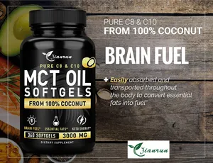 Private Label Pure MCT Oil Capsules Softgels Keto Unrefined C10 C8 Brain Fuel Energy Octane Ketosis Coconut Oil Soft Capsules