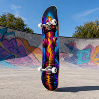 Planche de skateboard complète en bois d'érable 7 plis OEM personnalisée 80 cm Double Kick avec graphisme Graffiti Pompier