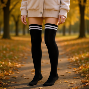 <b>Women's</b> Over-Knee <b>Knitted</b> Socks Warm Solid Color Thigh-High Long <b>Boot</b> Socks For Winter Casual Wear Black Beige Ecru Pink Lilac W - Product Image 2