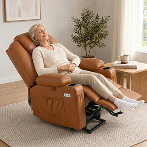 Sillón Reclinable Eléctrico Inteligente de Doble Motor con Masaje, Capacidad de 300 lb, Sofá de Cuero Profesional, Embalaje Optimizado <span class=keywords><strong>para</strong></span> E-commerce - Product Image 5