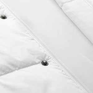 แจ็กเก็ตขนเป็ดมีฮู้ดของผู้หญิงสีขาวอบอุ่นบุฉนวนกันความร้อนฤดูหนาวน้ำหนักเบามีซิปออกแบบให้ความสบายกลางแจ้งไนลอน - Product Image 1