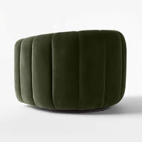 Mobilier canapé de salon couvert de velours vert capitonné à canaux chaise d'appoint pivotante en tissu moderne