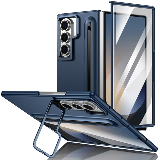 For Samsung Galaxy Z Fold 8 7 6 5 4 3 Phone Case with Pen Slot Holder Built in Screen Protector Tempered Glass Lens Stand Cover