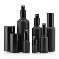 Flacon pulvérisateur en verre noir mat avec logo personnalisé, 10 ml, 20 ml, 30 ml, atomiseur à fine brume, parfum, tonique, huile essentielle, emballage en gros, OEM