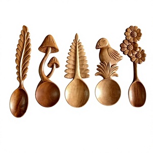 Cuillères à thé jetables en gros, couverts en bois plaqués or à long manche, écologiques et naturels pour l'emballage alimentaire - Product Image 1