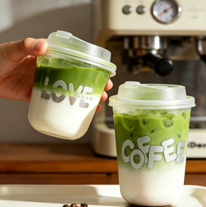 Lebensmittelechte Einweg-PET-Plastikbecher in U-Form mit individuellem Logo, Kaffeebecher, Softdrinkbecher mit gewölbten und flachen Trinkdeckeln - Product Image 5
