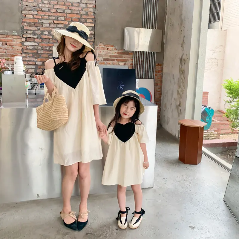 Summer mom and me Patchwork event Strap Dress Mother and Daughter Family Matching Outfits Clothing Mommy and Me Outfits Dresses