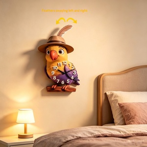 Reloj <span class=keywords><strong>de</strong></span> Pared 3D Creativo con Diseño <span class=keywords><strong>de</strong></span> Loro Oscilante con Plumas, Funciona con Pilas, Oscilación Izquierda/Derecha, Diseño <span class=keywords><strong>de</strong></span> Animal Adorable para Dormitorio o Habitación Infantil - Product Image 2