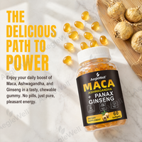 Gélules de Maca OEM pour l'amélioration masculine, complément alimentaire à base de plantes pour stimuler la libido et l'endurance, avec Ashwagandha, Panax Ginseng et Maca pour un meilleur sommeil