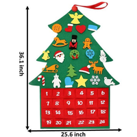 Großhandel Günstige handgemachte Filz Weihnachts baum mit hängenden abnehmbaren Dekorationen und Zahlen taschen