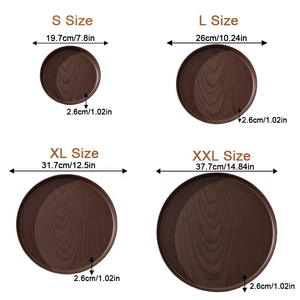 Plateau <span class=keywords><strong>de</strong></span> service rond effet bois en promotion - Plateau <span class=keywords><strong>de</strong></span> serveur <span class=keywords><strong>de</strong></span> qualité alimentaire, 4 tailles, grand format, idéal pour café, desserts, thé <span class=keywords><strong>de</strong></span> l'après-midi, bière et repas festifs - Product Image 6