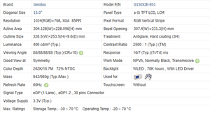 Pantalla Publicitaria Interior/Exterior Innolux G150XNE-E02 de 15 Pulgadas TFT, Admite Resolución de 1024*768, 400 Nits, Contraste de 600:1, 1 Año de Garantía - Product Image 2