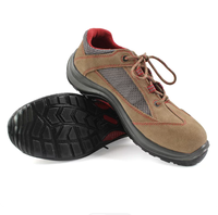 Zapatos de Seguridad Antiestáticos con Puntera de Acero y Malla de Gamuza Marrón de Corte Bajo