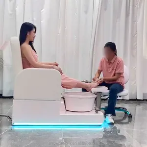 Factory High-end Pedicure Beauty Shop Salon Foot Spa Massage White Pedicure Spa Chair With Pump Drain