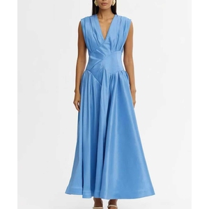 Vendita all'Ingrosso di <span class=keywords><strong>Abbigliamento</strong></span> Boutique, Vestito Estivo <span class=keywords><strong>Casual</strong></span> Plus Size, Nuovo Stile Senza Maniche, Lungo, Tinta Unita, Moda Femminile - Product Image 2