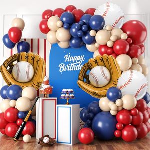Kit de guirlande de ballons de baseball rouge et bleu marine avec ballons en aluminium en forme de gant de baseball pour la décoration de fête de 1er anniversaire de garçons débutants - Product Image 5
