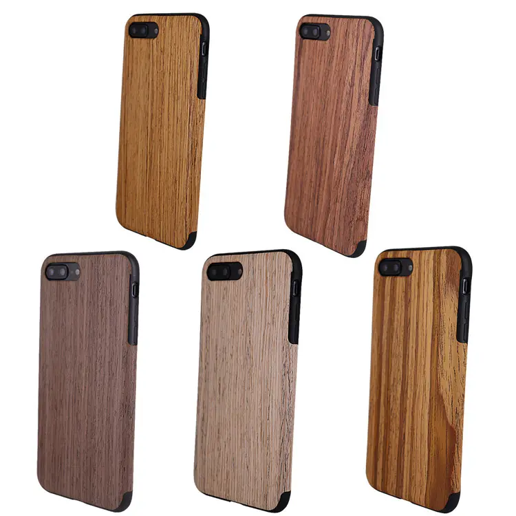 Laudtec 2019 new desgin carbon fiber case wood combo leather phone case for iphone 7 plus