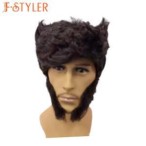 FSTYLER perruques brunes courtes pour hommes perruques de <span class=keywords><strong>carnaval</strong></span> d'Halloween HotSale vente en gros usine personnaliser perruques de cosplay synthétiques de fête - Product Image 1