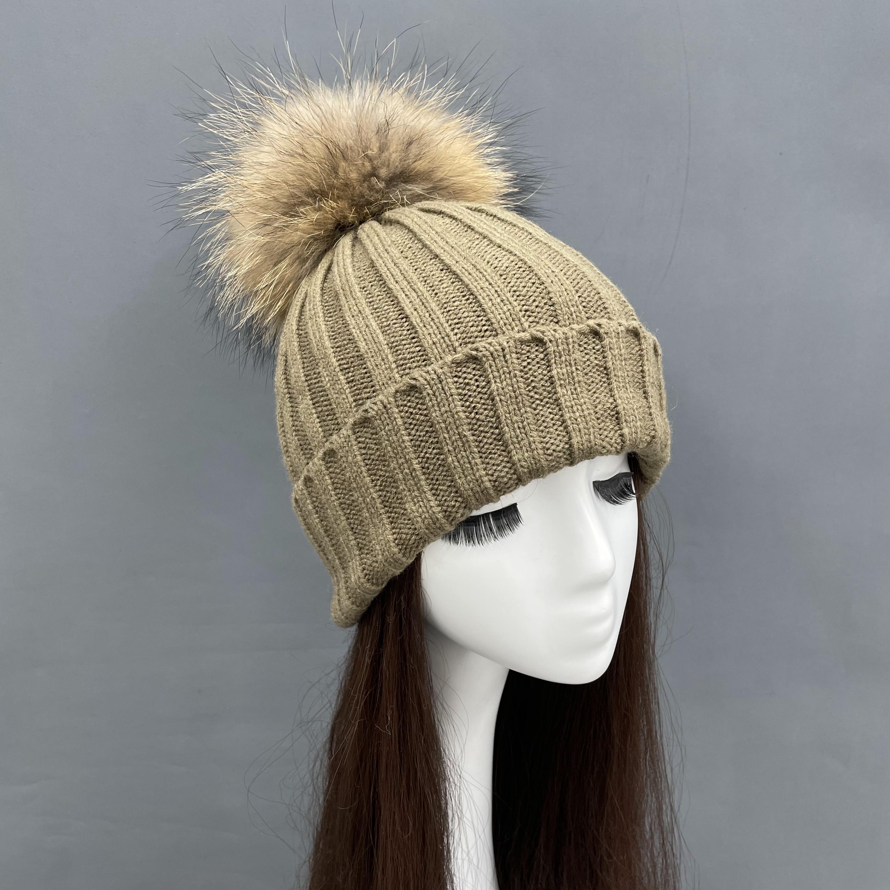 khaki knitted beanie hat