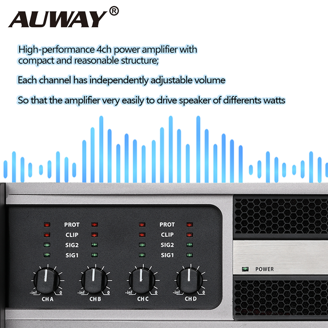 Factory Direct Sales K-4.1000 Dj 4 Channel Class H 1000w Professional Power Amplifiers Sound Stereo Audio