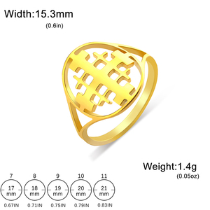 Myshape Bague Croix de Jérusalem Croisé Chevalier Templier Bague Cadeau Chrétien Bijoux Religieux en Acier Inoxydable - Product Image 2