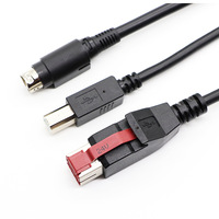 Kabel Printer POS PVC USB ke SR Power DIN3P Male + USB B/M, 3 meter, bertenaga 24V