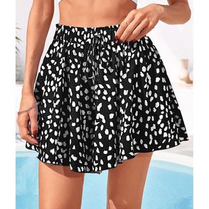 Shorts Fluidos para Mujer FOXA, Cintura Alta, Pierna Ancha, Estampado con Volantes, Chifón, Shorts Casuales de Playa para Verano - Product Image 5