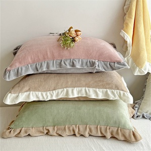 55 Colors Velvet Ruffle <b>Throw</b> Pillowcase Hotel 18x18 Inches Custom Label Decorative Linen Pillowcase Set Cushion Cover Home - Product Image 3
