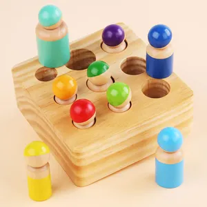 Holzpuppen Regenbogen puppen Babys pielzeug Bausteine Baby Geschenk Pegdolls Geometrisches Holz spielzeug für Kinder Bildung