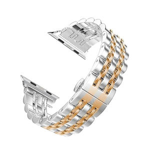 Correa de metal Upro hot 7 Bead para Apple Watch Series 9 8 7 6 5 4, correa de reloj dorada de 22 mm y 20 mm, correa de acero inoxidable. - Product Image 1