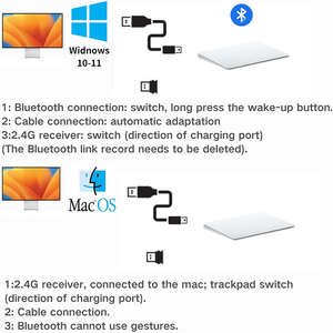 JOMAA-Trackpad BT inalámbrico actualizado, superficie de vidrio liso con multitáctil, ratón, aluminio, <span class=keywords><strong>USB</strong></span> inalámbrico/con cable Win/Mac Touchpad - Product Image 4