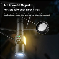 Lampe torche rechargeable à haut lumen avec lumière latérale COB, écran LCD, 9 modes, longue portée, zoom, lampe torche LED pour le camping et la randonnée