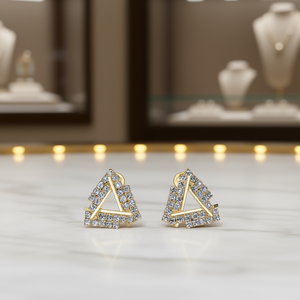 Orecchini a Perno Geometrici Placcati Oro con Cristalli e Strass per Uso Quotidiano Femminile - Product Image 2